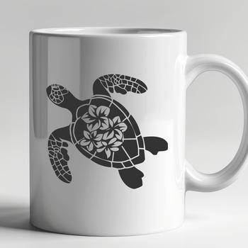 A colorful illustration of a sea turtle in full body view.