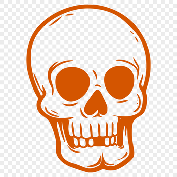 Illustrated skeleton skull design for Halloween decorations or tattoo inspiration.