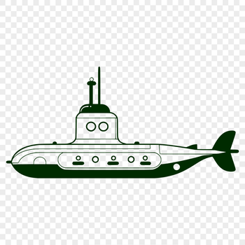 An underwater military vehicle designed as a vector graphic.