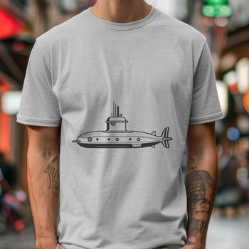 A detailed illustration of a military submarine, suitable for digital crafting with cutting machines like Cricut.