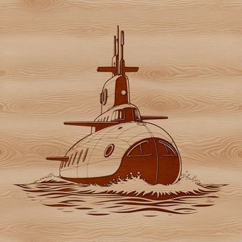 A detailed illustration of a military-grade submarine vessel.
