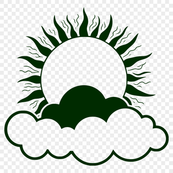 A stylized illustration of the sun with rays extending outwards.