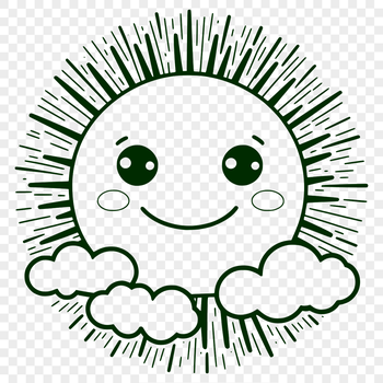 A stylized illustration of the sun with rays, suitable for vector art and cutting machine designs.
