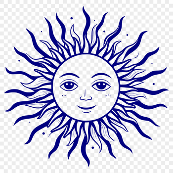 A simple, colorful representation of the sun, optimized for use in various digital formats including SVG, PDF, and DXF files.