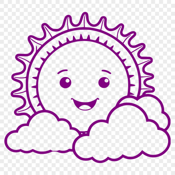 A simple sun icon with rays and a circular body, suitable for web design and vector graphics.
