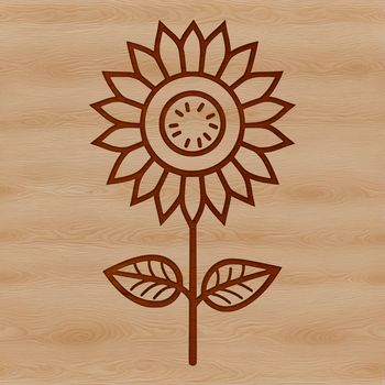 A simple line drawing of a sunflower with large yellow petals and a dark center, suitable for gardening and floral designs.