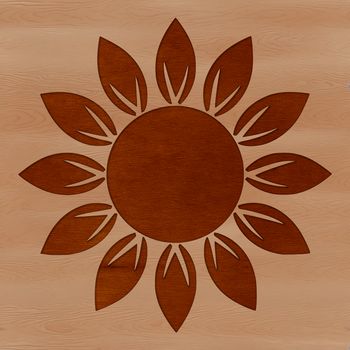 An outline vector design of a single stemmed sunflower in a floral style.