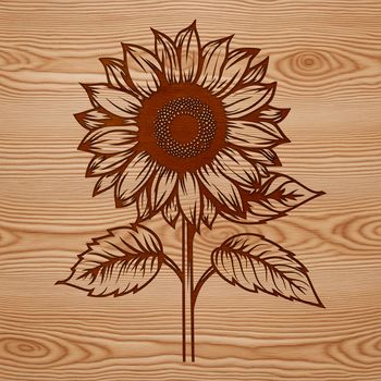A large, bright yellow sunflower with dark center blooms in a field, suitable for graphic design and digital crafting.