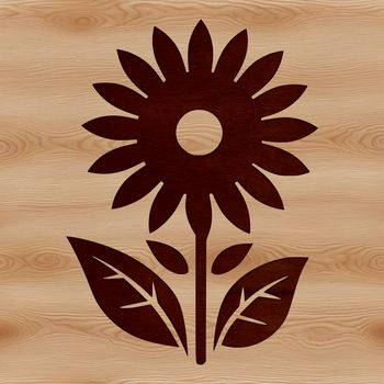 A simple line drawing of a sunflower with large yellow petals and a dark center.