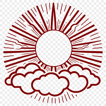 A stylized illustration of the sun with rays, suitable for use in vector design.