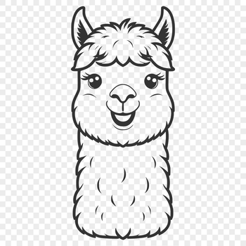 An SVG vector graphic of an alpaca in a simple design format.