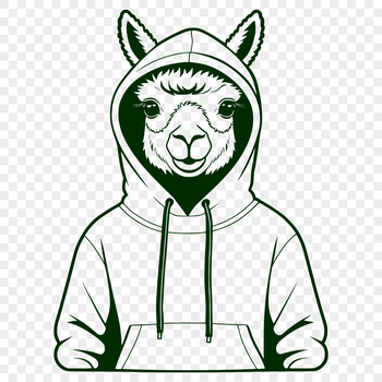 Close-up illustration of a South American alpaca with fur and facial features.
