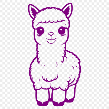 An illustration of a friendly South American camelid animal with soft fur.