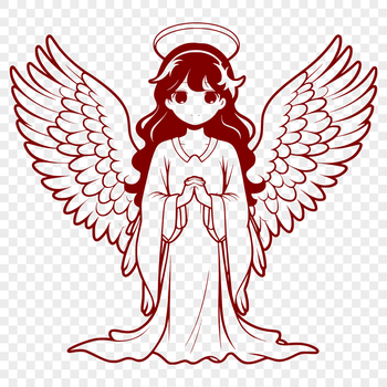 A stylized illustration of a winged angel.