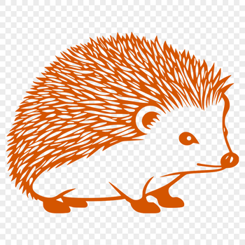 An illustration of a hedgehog featuring sharp quills and a distinctive face.
