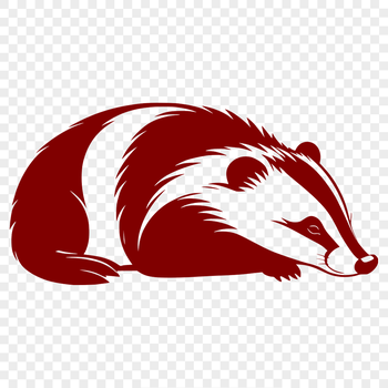 A vector illustration of a sleeping badger in its natural habitat.