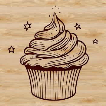 A colorful digital illustration of a cupcake made from vector art, suitable for clip art and commercial use.