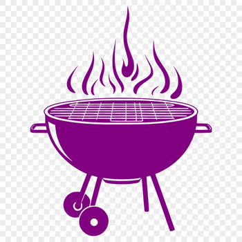 A 2D illustration of a grill with food on the cooking surface.