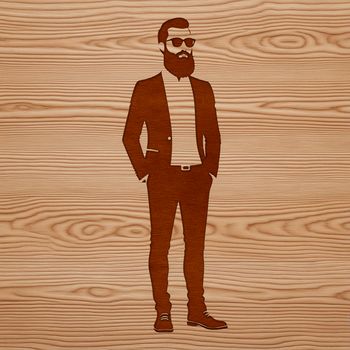 A detailed illustration of a male figure with facial hair, created as a vector graphic for design purposes.