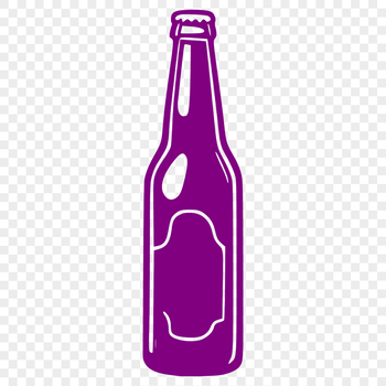 A digital illustration of a beer bottle with a frothy head and a glass next to it.
