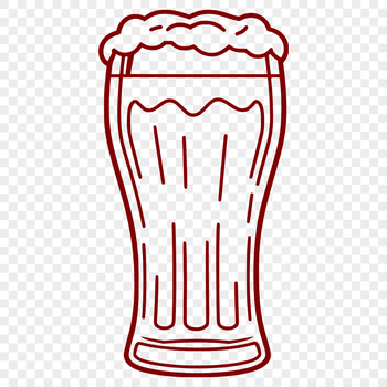 A transparent glass filled with a cold beer, perfect for vector art designs.