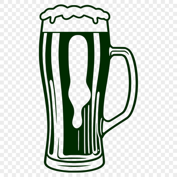 A glass containing a cold beer, suitable for vector art and design projects.