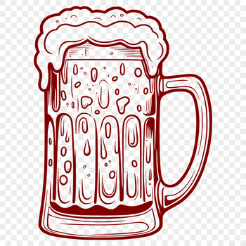A stylized illustration of a beer glass filled with a refreshing beverage, suitable for vector graphics design.