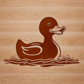A single white duck standing in a green grassy field, illustrated as vector art.