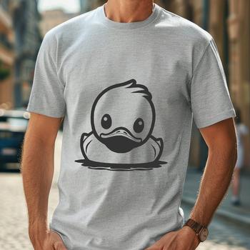 A vector illustration of a white duck standing on a body of water, suitable for graphic design projects.