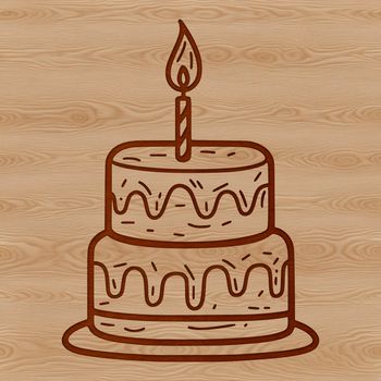 A colorful illustration of a birthday cake with candles, suitable for crafting or design projects.