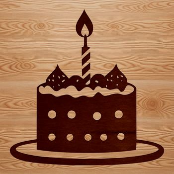 Colorful birthday cake illustration designed with vector graphics.