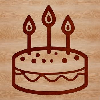 A colorful illustration of a birthday cake with candles lit, perfect for decorating or design projects.