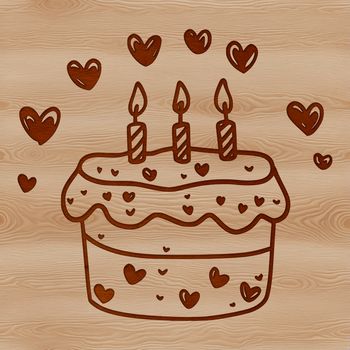 A colorful cake design with love hearts and decorative elements.
