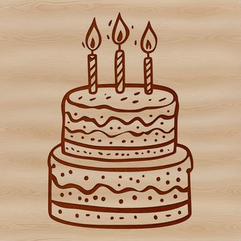 A colorful illustration of a birthday cake with candles, perfect for decorating or crafting.