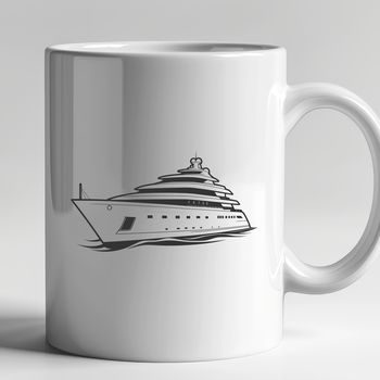 A simple line art illustration of a boat with a sleek design.