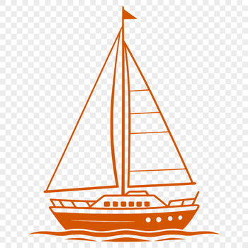 A vector illustration of a small sailing boat on calm waters.