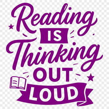 Illustration of a person reading a book with inspirational quotes.