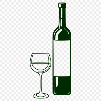A simple illustration of a glass filled with red wine, on a white background.