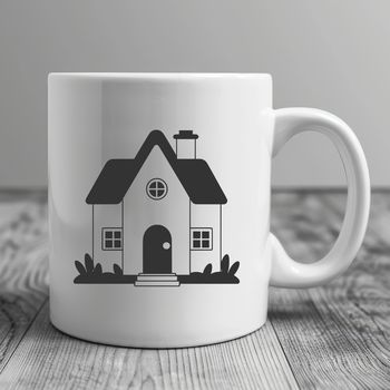 A simple 2D illustration of a residential house with a single story and a pitched roof.