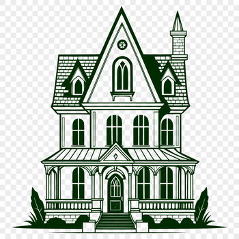 A simple illustration of a residential building with multiple floors and a roof.