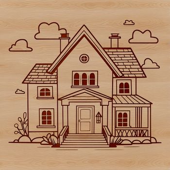 A 2D illustration of a modern house with clean lines and simple design.