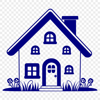 A simple vector illustration of a residential house with clean lines and basic architectural features.