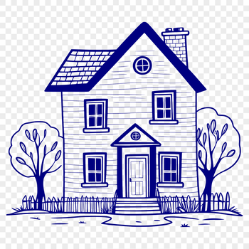 A simple 2D illustration of a residential house in vector format.