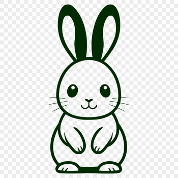 An SVG graphic of a rabbit in a sitting position, ideal for use with cutting machines or laser cutters.