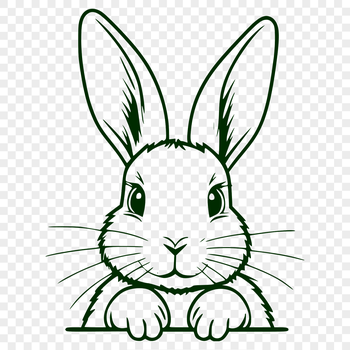 A cute cartoon rabbit's head with long ears and whiskers, suitable for Easter decorations or illustrations.