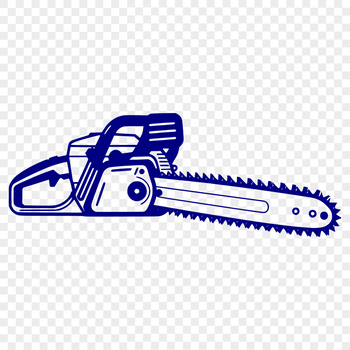 A detailed vector illustration of a chainsaw, suitable for cutting machine designs and stencil templates.