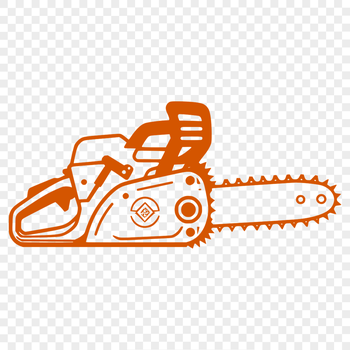 An SVG graphic of a chainsaw with realistic design features.