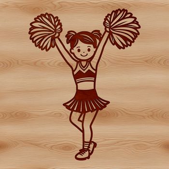 A stylized illustration of a young girl in a cheerleading uniform, suitable for vector graphics and digital design.