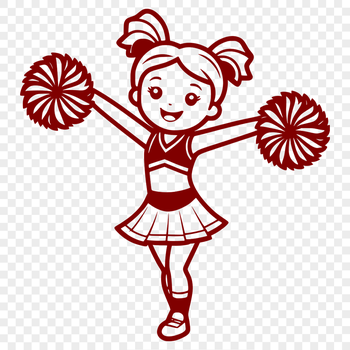 Illustration of a young female cheerleader in sportswear, designed as vector art.