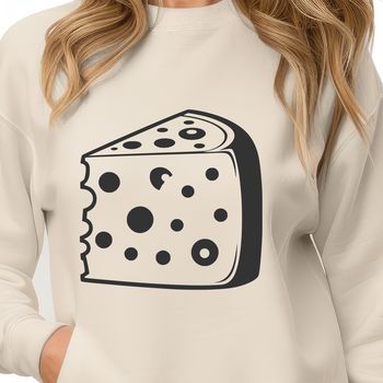 A detailed illustration of a wedge of cheese made from vector lines.